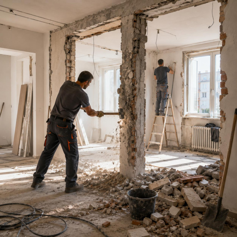 Radovi na renoviranju, adapraciji stana, rušenje pregradnog zida, probijanje vrata | preduzimac.co.rs - Novi Sad